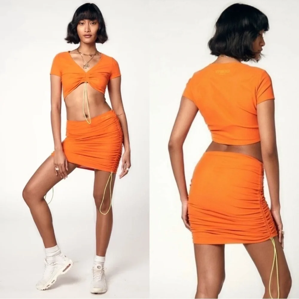 Miaou Sport Gwen Mesh Y2K Midi Skirt XS Gray Sporty Chic Gorpcore Streetwear